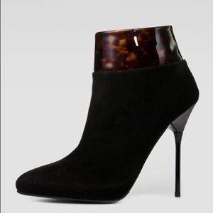 Stuart Weitzman Suede Stiletto Booties w/Tortoise